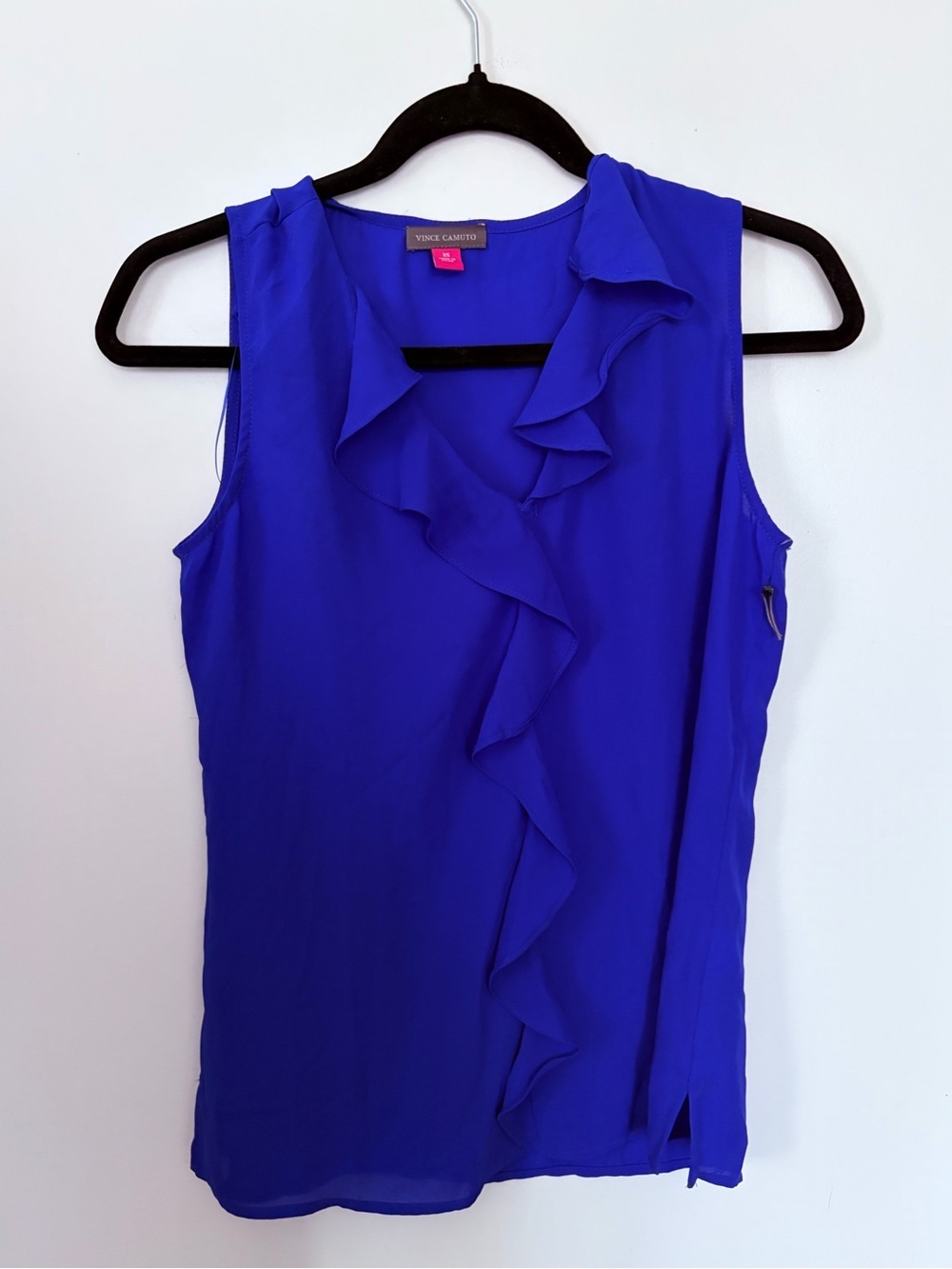 Vince Camuto Royal Blue Ruffle Sleeveless Blouse - XS